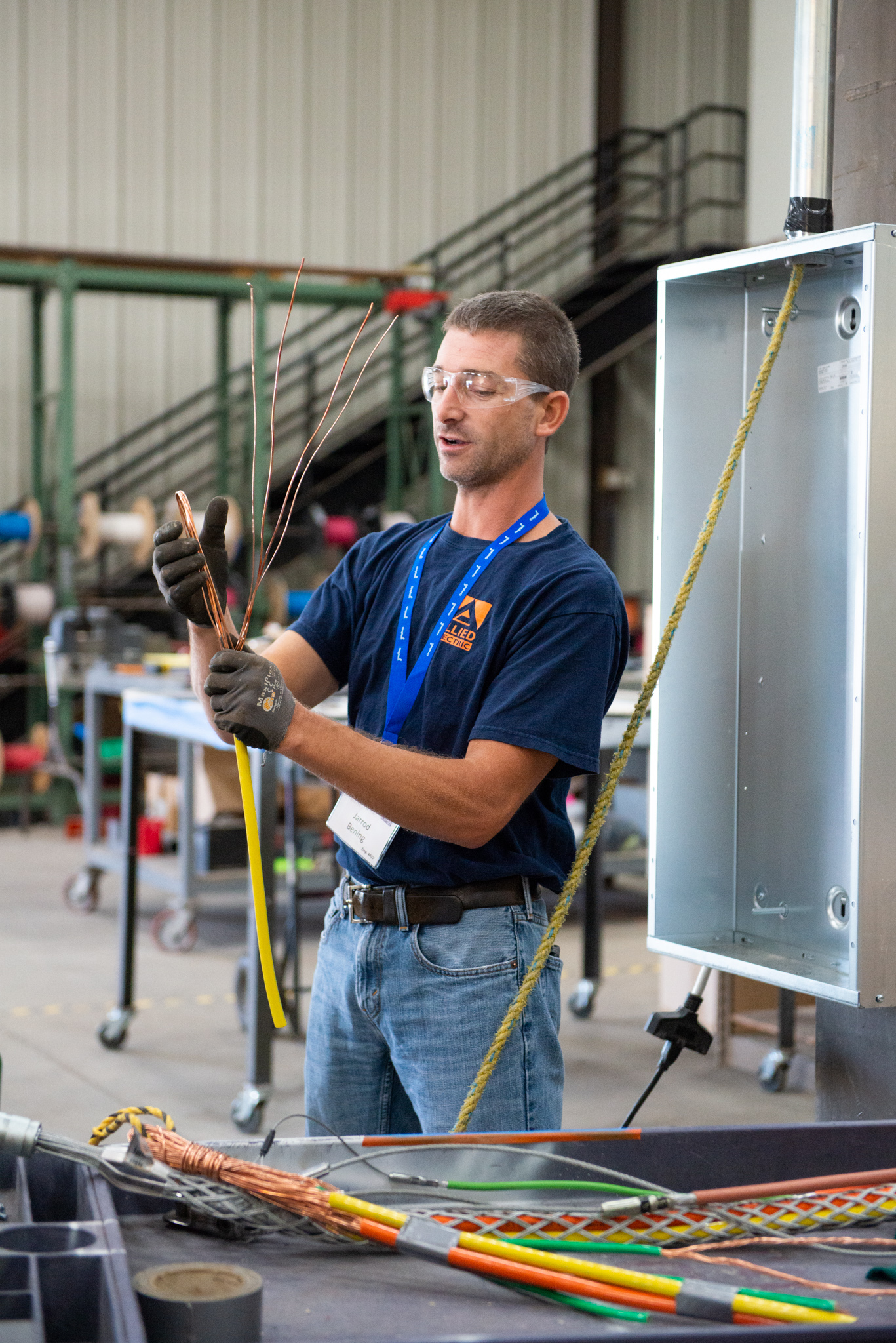 Allied Electric employee demonstrating safety procedures during training